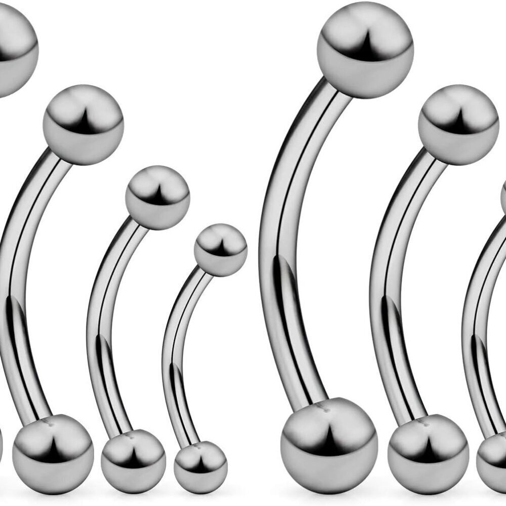 8PCS Titanium Curved Eyebrow Nipple Lip Tragus Ear Body Piercing Jewelry